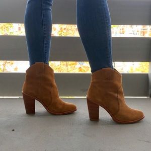 Joie Suede booties with gold metallic detail